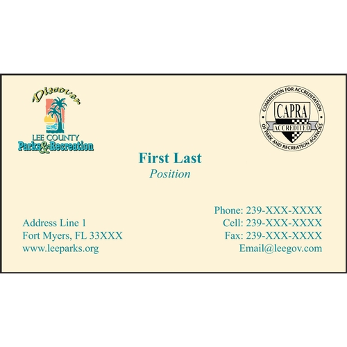Lee County Parks & Rec Business Cards (Full-Color)